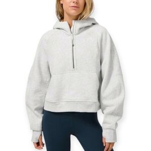 Lululemon Scuba Oversized 1/2 Zip Hoodie Heathered Core Ultra Light Gray M/L